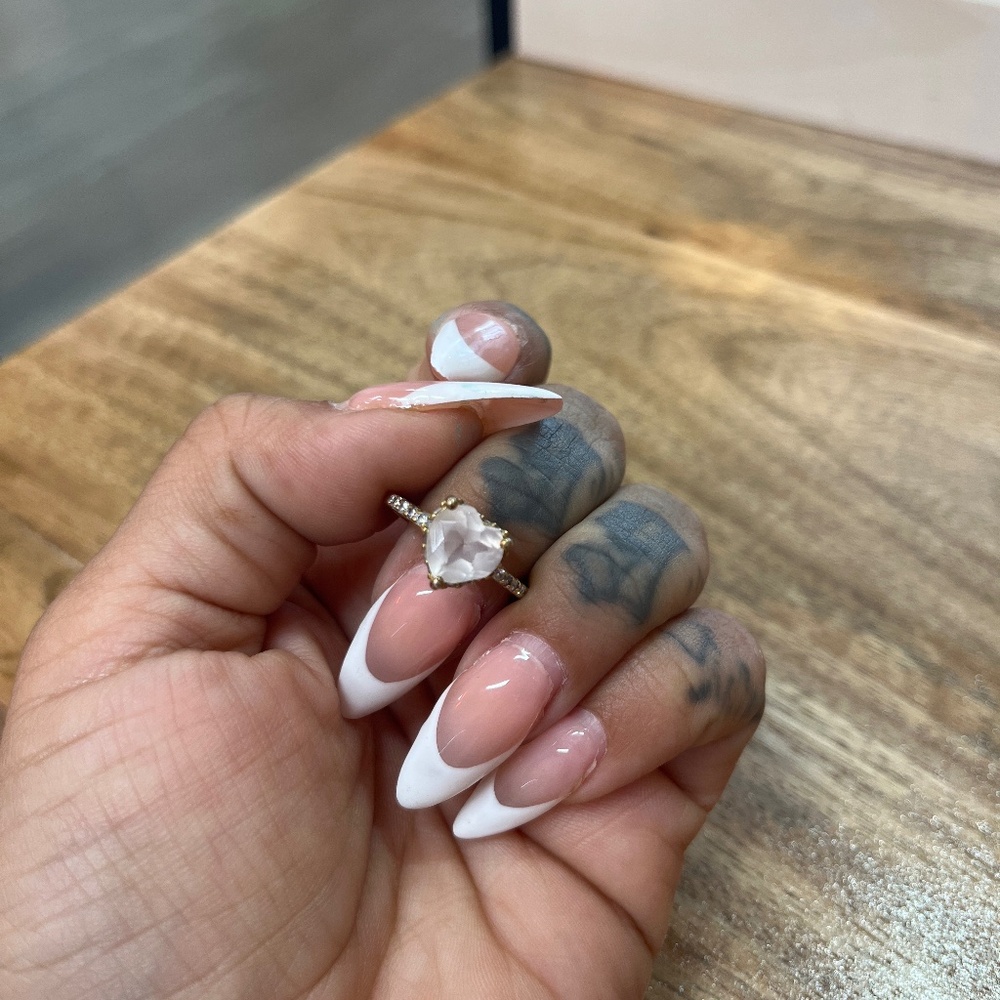 Pink heart moonstone ring